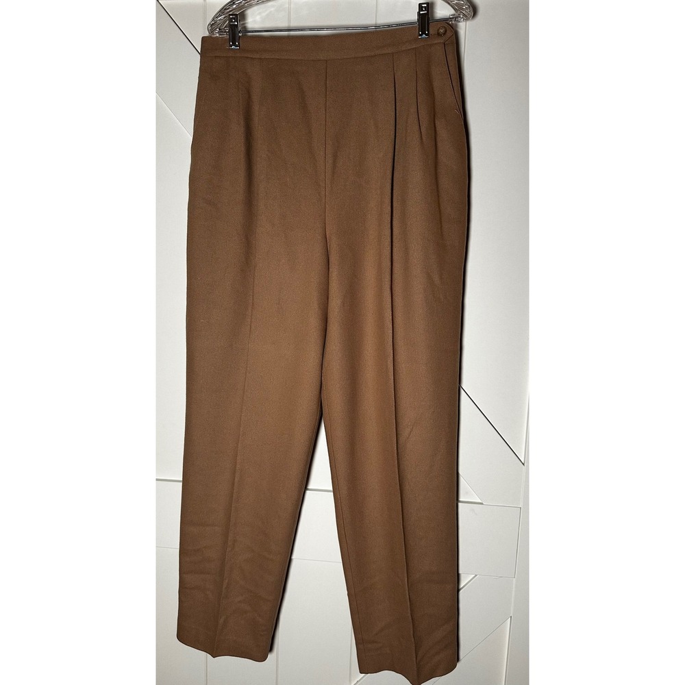 Vintage Orvis Womens Tan Pleated Wool Made‎ USA Career Dress Pants Size 16